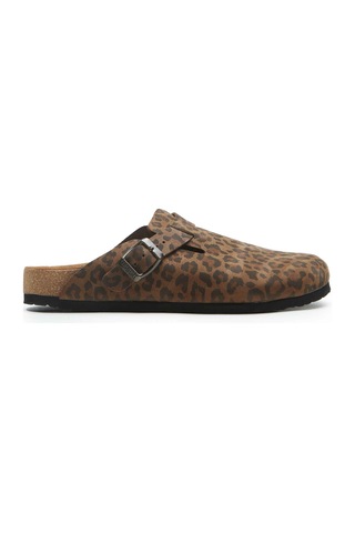 Comfortfusse Capri - Erkek Ortopedik Hakiki Deri Sabo Terlik Leopar Baskılı Deri