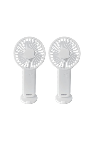2 Adet Mini Fan,telefon Tutucu,portatif El Vantilatörü Beyaz 9,3x19cm