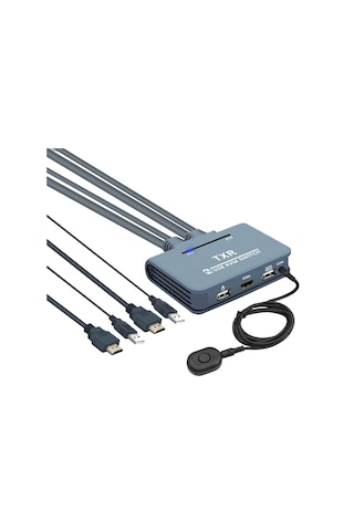 4732 HDMI KVM Switch 2 Port Usb Pc Tek Kasa Klavye Mouse Kontrol Çoklayıcı