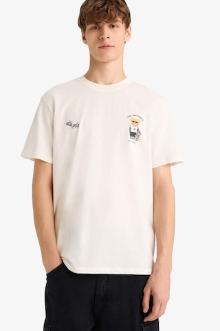 Defacto Regular Fit Bisiklet Yaka Baskılı Kısa Kollu Tişört F9497ax25hser105 Ekru