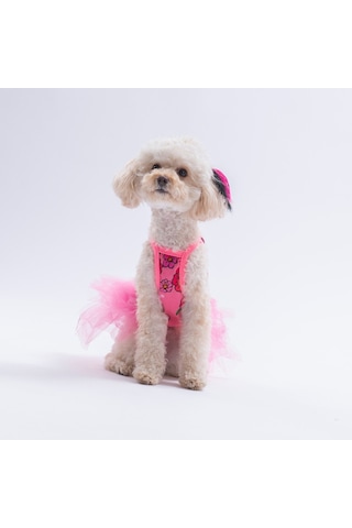 Pink Wildflowers Pembe Çiçek Desenli Kedi Köpek Elbisesi - Kedi Köpek Kıyafeti