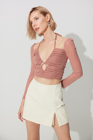 Sherin Pembe Göğüs Dekolteli Fermuarlı Büstiyer SS23CT4731PE-PEMBE Pembe