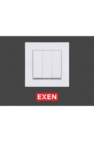 Exen Karell Beyaz Üçlü Anahtar Çerçeveli