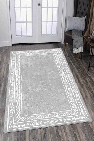 Gri Kaymaz Taban Yıkanan Otantik Desen Mutfak Halısı Ar1093n11