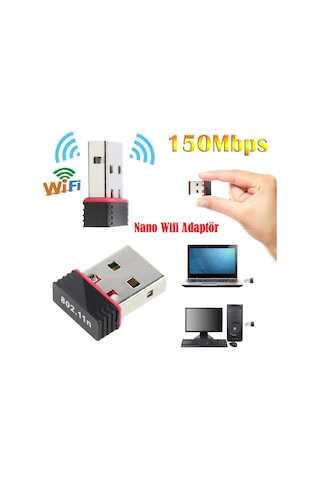 USB 2.0 Kablosuz Nano Wi-Fi Adaptör 150 Mps