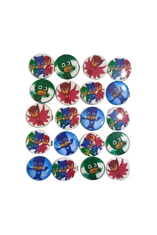 Premium Kutlama Süs Parti Süsü Pj Mask 20 Li Rozet Çok Renkli