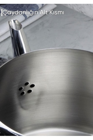 Regno Çaydanlık Seti - 304 Paslanmaz Çelik Çaydanlık Takımı - 4.5+2.5 L Gümüş