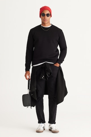 AC&Co / Altınyıldız Classics Standart Fit Normal Kesim İçi Polarlı Bisiklet Yaka Erkek Sweatshirt Siyah