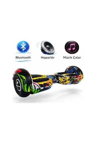 Elektrikli Kaykay Hoverboard Bluetooth Hoparlörlü 6.5 Inch Otomatik Akıllı Denge RS-S5 -Apato Grafiti