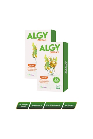 Algy Omega 3 Vegan 500 Mg Dha + Epa 30 Yumuşak Kapsül 2 x 30 Kapsül