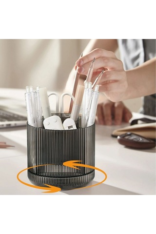 Buffer 360 Dönebilen Plastik Organizer Çok Amaçlı Mutfak, Banyo Ve Makyaj Malzemesi Düzenleyici, Döner Masaüstü Stan Açık Kahverengi