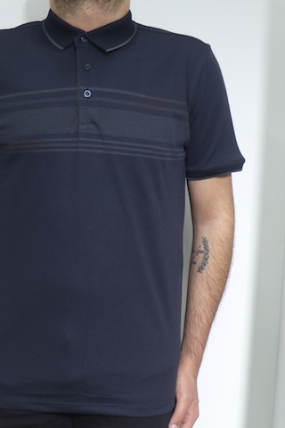 Santa Dmctekstil Erkek Desenli Spor Kesim Rahat Kalıp Cepsiz Polo Yaka T-shirt Lacivert