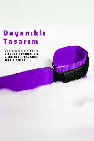 Fantezi Tutsak Kelepçesi, Yatak Ve Koltuk Uyumlu Ayarlanabilir Çok Yönlü Sabitleme Seti Mor
