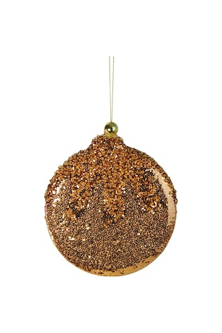 Yılbaşı Süsü Pullu Yuvarlak Süs Bronz 10 Cm