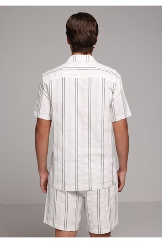 Colin's Colins Regular Fit Apaj Yaka Çizgili Erkek Beyaz Kısa Kol Gömlek Cl1079593 Q1.v2 Ofw