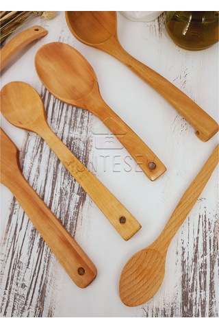 Ahşap Tahta Mutfak Kaşık Seti 6 Parça Kayın, Şimşir Ağacı 6-1