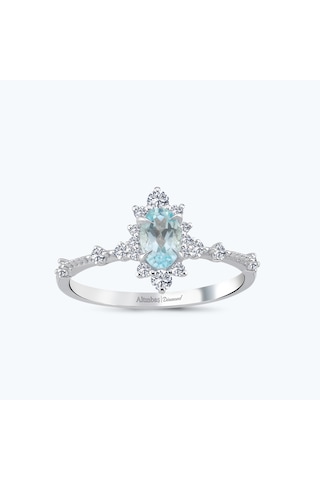 Altınbaş Pırlanta Mavi Topaz Oval Yüzük Pnf004skt-14k