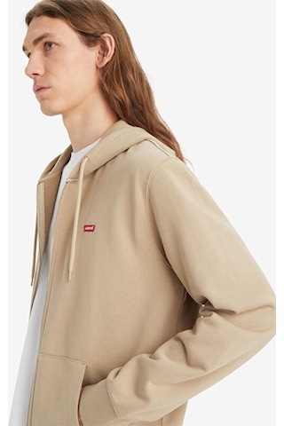 Levi's Levis Renksiz Erkek Kapüşon Normal Düz Önden Fermuarlı Sweatshirt A7770-0002 krem