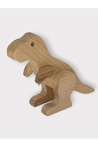 Cwwtoys T-rex Boyasız Ahşap Dinozor Oyuncağı, Masif Kayın, 18 Ay+