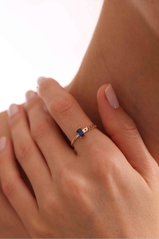 Lacivert Baget Taşlı Çift Detaylı Yüzük Gianfranco