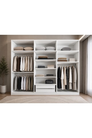 Luma Tamamı Mdf Sürgü Kapaklı Dolap Gardırop Yüklüklü Beyaz 180 Cm