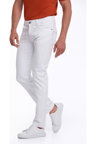 Hatemoğlu Beyaz Regular Fit Yüksek Bel Düz Paça Basic Kot Pantol Beyaz