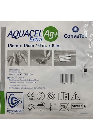 Convatec Aquacel Ag Alginate Gümüşlü Yara Örtüsü Aquacel 15 x 15 CM 5 Adet