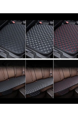 Citroen Berlingo Araba Suni Deri Koltuk Minderi Ön Ve Arka Takım 3 Parça Siyah Dikişli