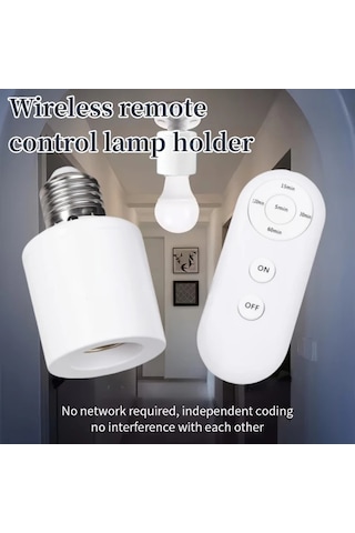 Honeybeeshop 2 Adet 220v Kablosuz Uzaktan Kumandali E27 Ampul Soketi Led Lamba 8m Menzil Işık Anahtarı Seti