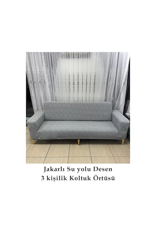 StarMall Su Yolu Koltuk Örtüsü, kanepe, çekyat Kılıfı Yıkanabilir Streçli Lastkli Esnek 3Lü Gri