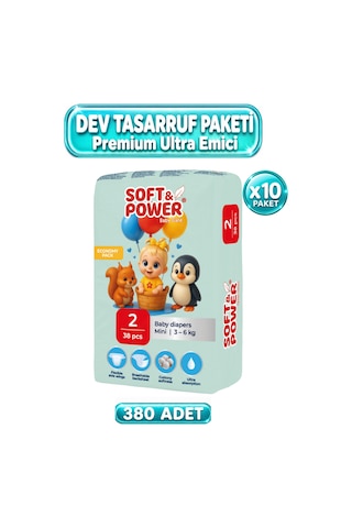 Bebek Bezi No:2 Mini 3-6 Kg 38'li 10 Paket 2 Numara
