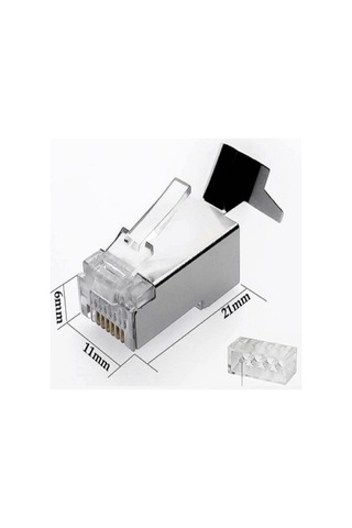 Speeduf Cat7 Metal Konnektör Rj45 Cat7 Jack + Kablo Ayraç 20li Paket