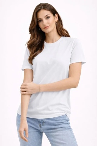 Vexor Bisiklet Yaka Tişört Regular Kalıp Basic Pamuklu Günlük Kullanım T-shirt - Beyaz