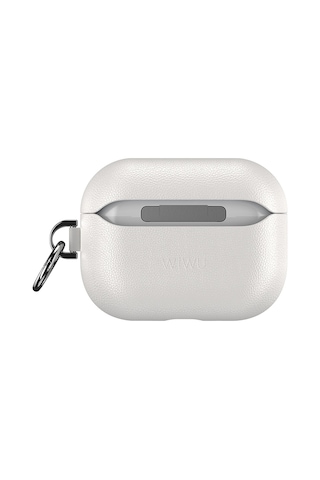 Apple Uyumlu AirPods Pro 3 Wiwu Hc-201 Parmak İzi Bırakmayan Deri Kılıf Bej Bej