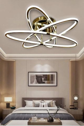 Atom Çift Ledli 3 Kol Led Avize - Kumandasız / Gold Gold