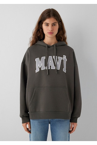 Mavi Logo Baskılı Kapüşonlu Haki Sweatshirt 1600361-71598 Yeşil
