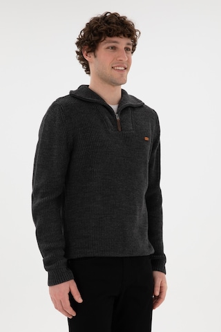 U.S. Polo Assn. Erkek Regular Fit Yarım Fermuarlı Antrasit Kazak 50297047-VR006