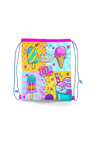 Coral High Kids Mixed Dondurma Desenli İpli Büzgülü Sırt Çantası 12652 Sarı