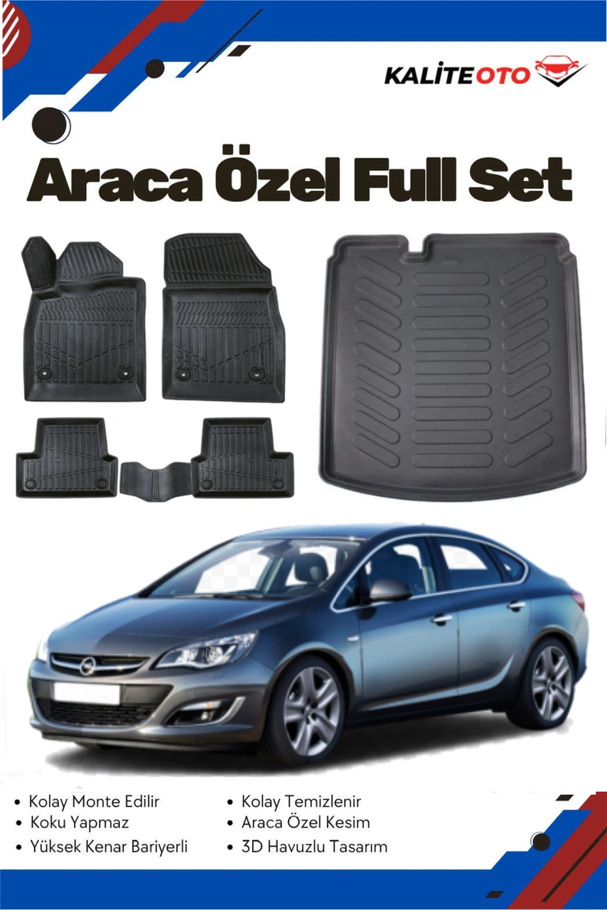 Opel Astra J Sedan 2014 Model Yumuşak Paspas+bagaj Havuzu Seti