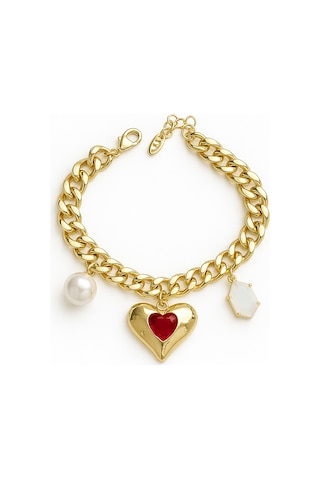 Çelik Kalp Charm Bileklik Gold 33447313