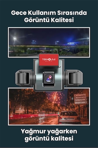 4 Kameralı Araç İçi Kamera Lcd Ekranlı 360 1080p Hd Gece Görüşü, G Sensor, Park, Döngü Kayıt Wdr, Uygulama Kontrol
