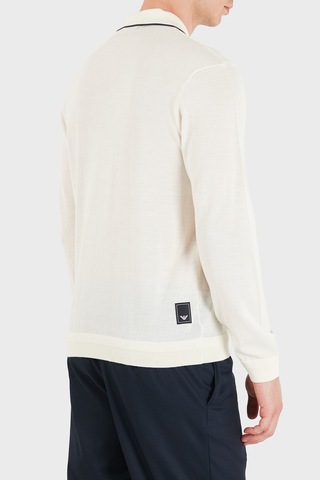 Emporio Armani Logolu % 100 Yün Yarım Fermuarlı Polo Erkek Polo Em006224 Af27805 U0003 Beyaz