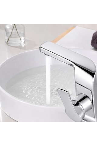 Prım Kısa Lavabo Bataryası Parlak Krom