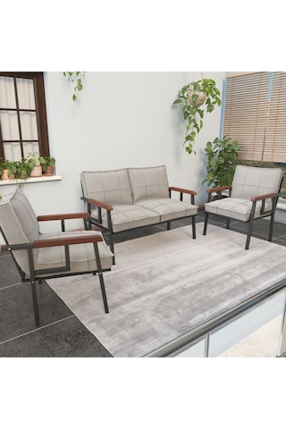 Mygusi Modern'' Metal Kanepe Koltuk Takımı - 2 1 1 Krem