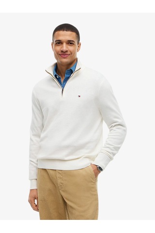 Tommy Hilfiger Pıma Org Ctn Cashmere Zıp Mock Erkek Sarı Kazak - Mw0mw28049