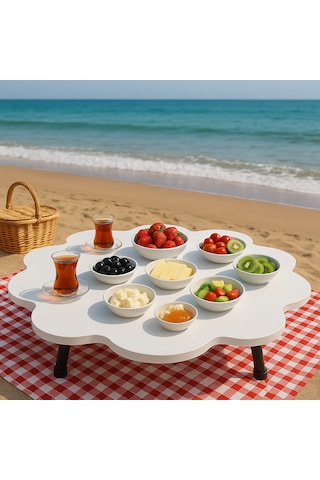 Yaprak Form Katlanabilir Yer Piknik Ve Kahvaltı Sofrası Sahil Kam