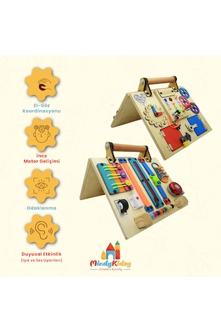 Montessori Aktivite Öğrenme Çantası Eğitici ve Geliştirici Ahşap Oyuncak Panosu Tahtası