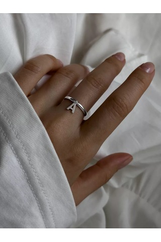 Sılverme Gümüş A Harfi Yüzük 925 Ayar Gümüş 94663274 Gri