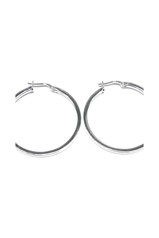 Omar Silver Kadın Halka Model Kare Kesim Gümüş Şarnel Küpe 39 Mm