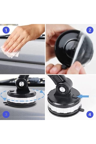 Jel Vantuzlu Cama Takılabilen Güçlü 360 Derece Dönebilen Ayarlanabilir Araç Içi Vantuzlu Telefon Tutucu 4741